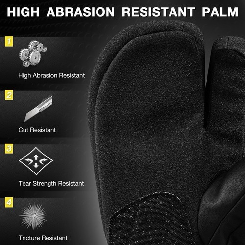 Men’s MCTI Waterproof 3 Finger Glove Black With Removable Wrist guards  - Picture 9 of 12