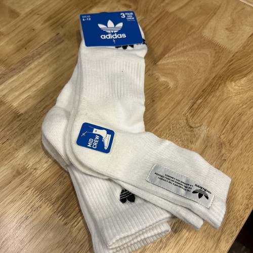 Calze Adidas Mid Crew bianche 3 paia uomo grandi 6-12 traspiranti trifoil