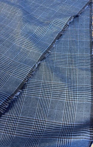 3 Metres Teal/Blue Check Plaid Cotton Blend Fashion Suit Skirt Dress Fabric