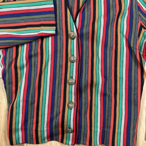 VTG James Kenrob Dalton Wool Cardigan Sweater Gold Button Multicolor  - Picture 4 of 8