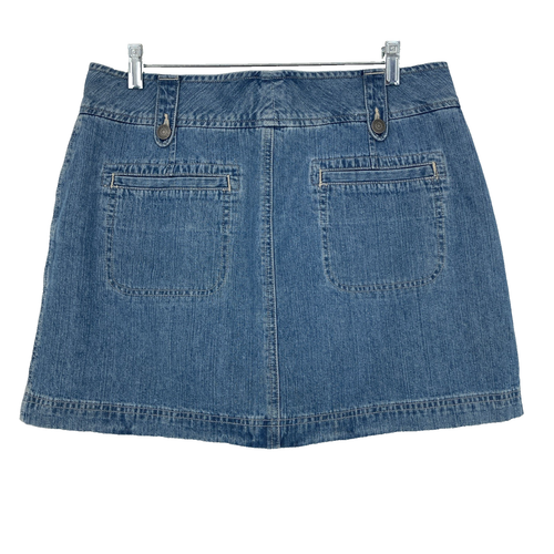 New York and Company Denim Mini Skort GRÖSSE 10 Jeansrock Shorts Utility Tasche - Bild 2 von 11