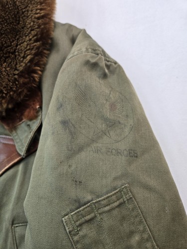 USAAF Vintage 1940s WW2 WWII B-15A Flight Bomber Jacket Mens 38 Medium M - Picture 7 of 13