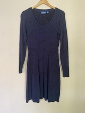 Simply Vera Wang Navy Blue Fit And Flare Long Sleeve Stretch Cotton Blend Size S