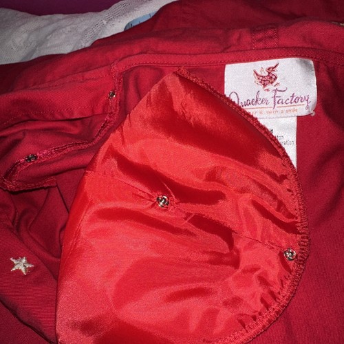 Quacker Factory Lightweight Denim Jacket Red Size Medium Hooded Lighthouses - Picture 17 of 17