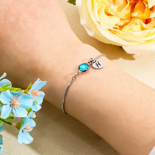 Initialen Armbänder für Damen zierliche H Herz Silber Armbänder für Damen Trendy Le - Bild 4 von 4