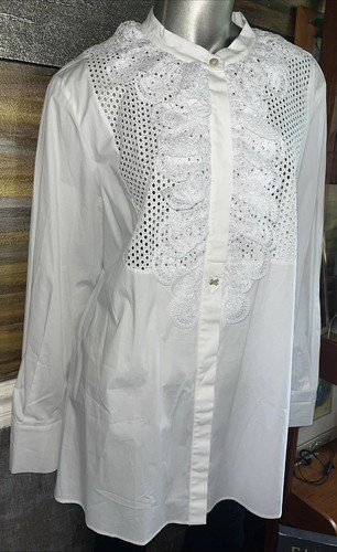 Marina Renaldi Bambola Classic White Cotton Shirt Msrp $445 Size 16 US New - Picture 11 of 13