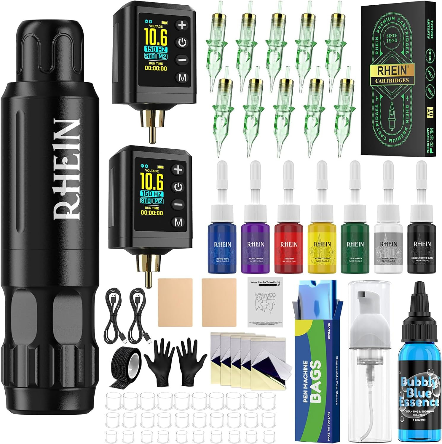 Tattoo Gun Kit Wireless Tattoo Pen Kit with 2Pcs Tattoo Battery and 10 Pcs