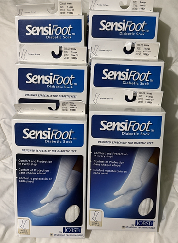 6 Pair Jobst SensiFoot Diabetic Sock 110834 XL Knee Style White New - Picture 1 of 2