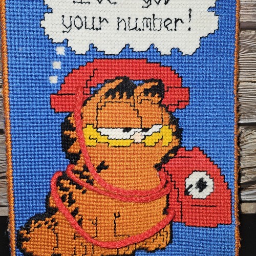 Copertina cartella punto croce Garfield unica vintage per cartella scuola anni 80 - Foto 2 di 6