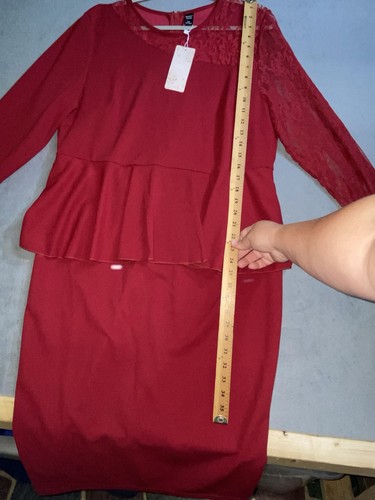 Nuevo con etiquetas Vestido Rosa Esmeralda Peplum Bodycon Granate Romántico Manga de Encaje Talla 2XL Mamá OB - Imagen 2 de 13