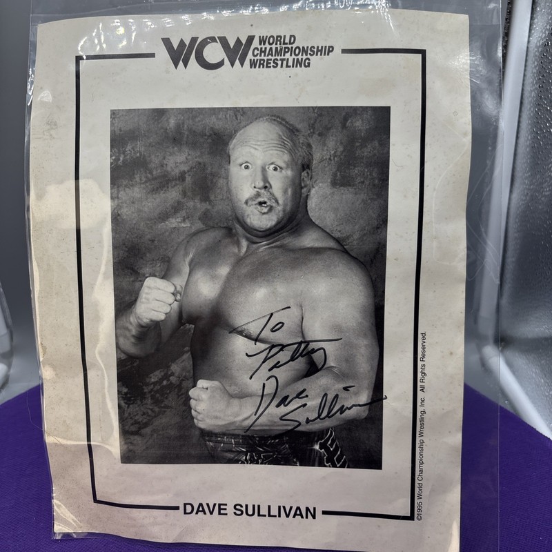 Wrestling Legend Dave Sullivan 1995 WCW WWE WWF Autographed Promo Picture Photo