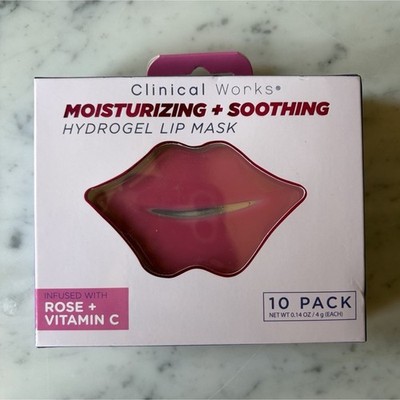 Clinical Works Moisturizing Soothing Hydrogel Lip Mask 10 Pack Rose Vitamin C
