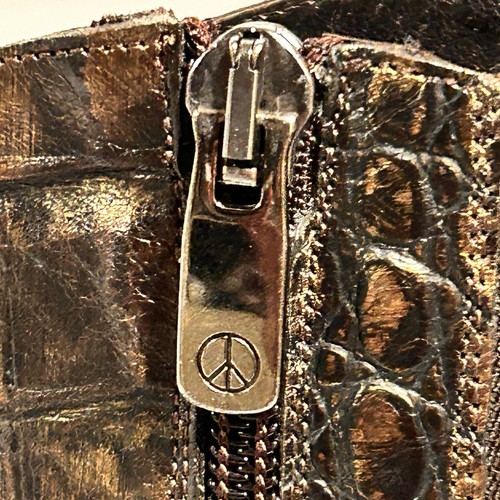 Donald J. Pliner Leather Boots Croc Style Women’s Brown & Goldish Tint Size 6M - Picture 8 of 24