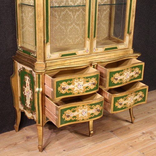 Vitrine double body display cabinet lacquered painted bookcase 20th century - Picture 12 of 12