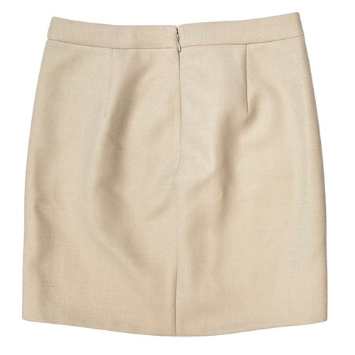 J. Crew Double Serge Pure Wool Mini Skirt Heather Stone Beige Zip Pocket Size 00 - Picture 5 of 8