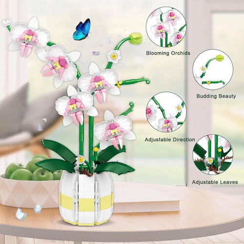 Neu 10311 Orchid Artificial Plant Building Set with Flowers, Home DIY Décor DE - Bild 4 von 5