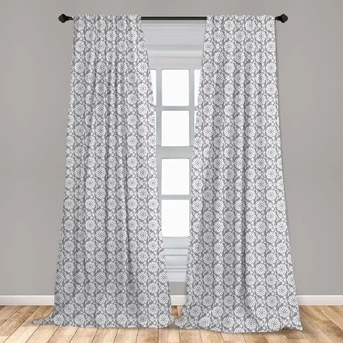 Cortinas Grises y Blancas, Rich Royal 28"W x 95"L (Pack de 2) Blanco Gris Foto 3 de 4