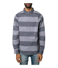 Fourstar Clothing Mens The Koston LS Button Up Shirt, Grey, Small