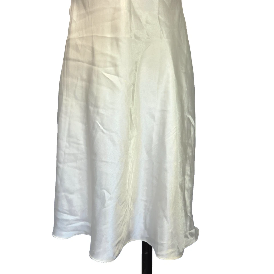 De colección Y2K Blanco Slip Talla S M Delicado Blanco Satinado Bordado Midi Romántico Foto 4 de 4