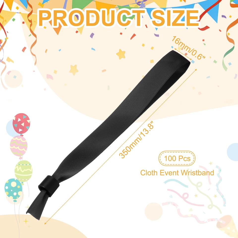 100 Pcs Cloth Event Wristband, Disposable Wrist Bands, Black - Image 2 of 4