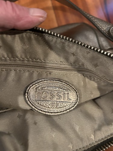 Fossil Metallic Gold Genuine Pebbled Leather Purse Shoulder Hobo Bag Bohemian - Picture 9 of 10