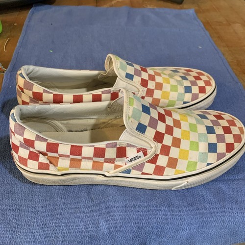 Vans SNEAKER Karierte Slipper Orange und Weiß, Herren 10 Skate - Bild 1 von 5