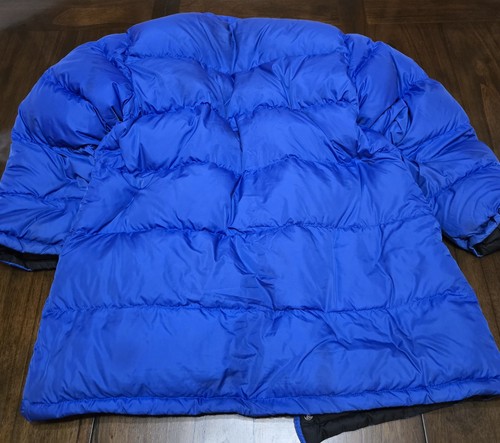 Lands' End Goose Down Reversible Puffer Jacket Black Blue Men's L (14-16) - Picture 6 of 12