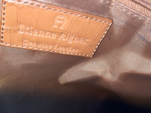 Etienne Aigner Kroko-Prägung Schultertasche Handtasche Hand Karamell Braun Leder - Bild 13 von 24
