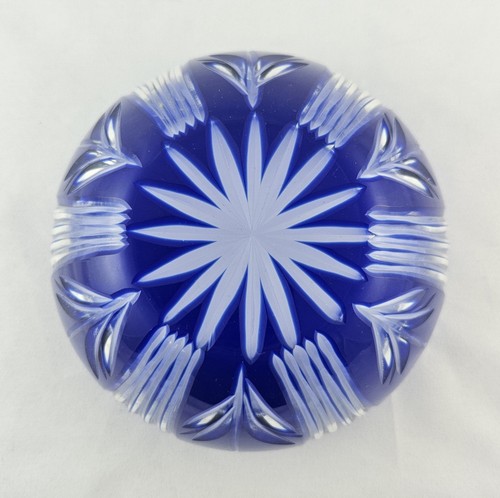 Badash Bohemian Cobalt Blue Bowl Hand Cut to Clear Lead Crystal USSR Russian - Picture 3 of 18