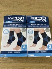 2 Copper Fit Menthol Infused Plantar Fascia Compression Sleeves S / M  8" - 10"