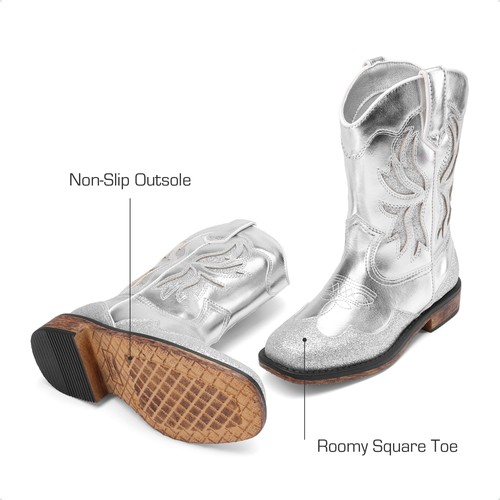 US Kids Boys Girls Western Boots Square Toe Mid Calf Riding Boots Cowgirl Boots - Bild 29 von 44