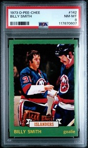 1973 O-Pee-Chee OPC Billy Smith Rookie RC #142 PSA 8 New York Islanders