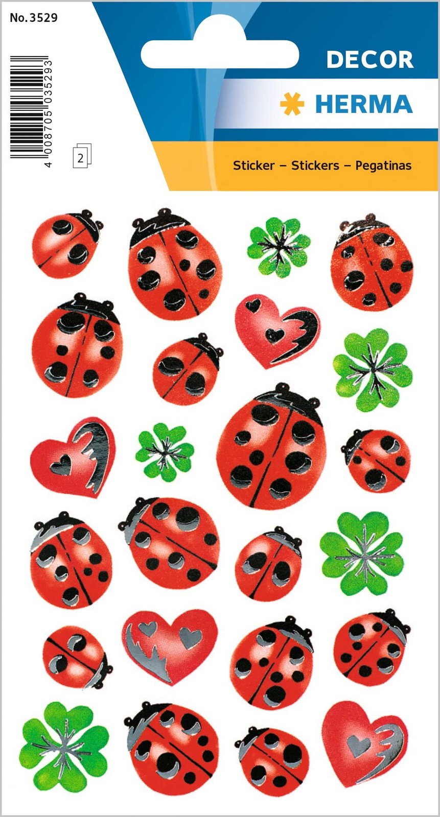 Herma Sticker Decoration Ladybird Silver Ladybird With Silver Embossing