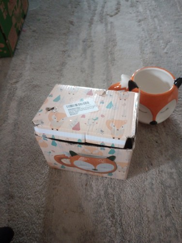 ENCANTADORA TAZA DE CAFÉ ZORRO 3D FIGURATIVA PINTADA A MANO NARANJA CERÁMICA CON ENCANTO - Imagen 2 de 11