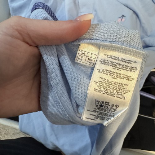NEW Brooks Brothers 100% Cotton Blue Short Sleeve Polo Shirt Men's sz Large - Picture 5 of 5