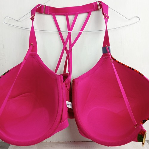 Sujetador de encaje floral rosa con aros Boost Lane Bryant cierre frontal 46DDD - Imagen 7 de 11