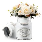 French Country Rustic Farmhouse Galvanized Metal Flower Vase Milk Can Decor
