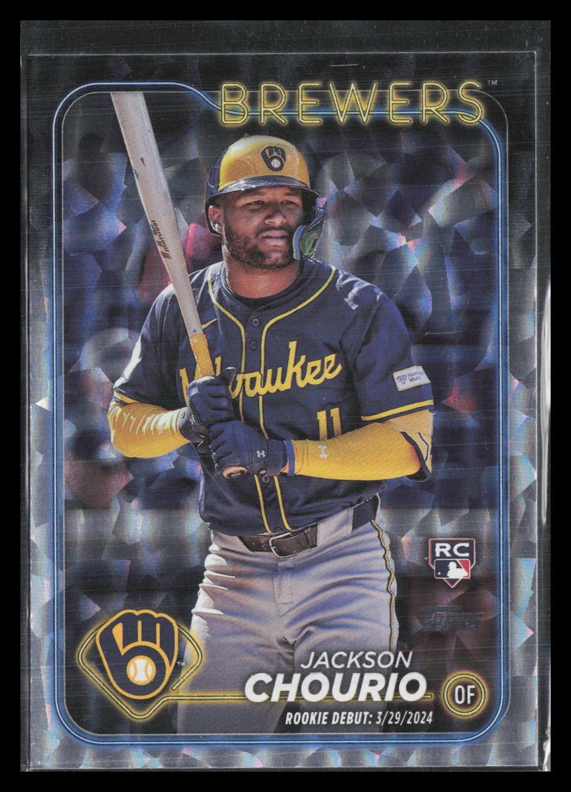 2024 Topps Update #US155 Jackson Chourio Silver Crackle Foilboard