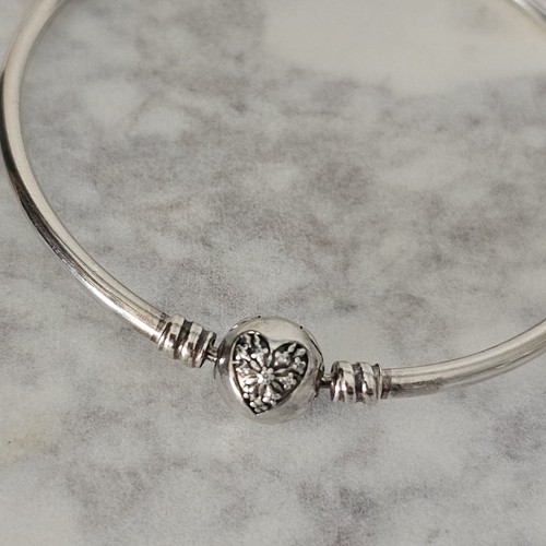 Pandora You Melt My Heart CZ Winter Silver Charm Bangle 20cm 590713 Free Post - Picture 2 of 20