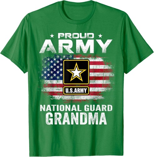 Proud Army National Guard Grandma With American Flag Gift T-Shirt Hoodie - Picture 13 of 17