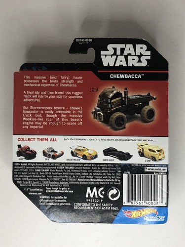 Hot Wheels Star Wars NEW * Chewbacca Character Car * Die-Cast Vehicle B2 - Picture 2 of 5