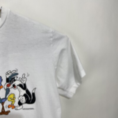 Tシャツ・カットソー T-SHIRT WITH USED EFFECT Vintage CHANGES Looney Tunes 1993 Bugs Taz Daffy Tweety T
