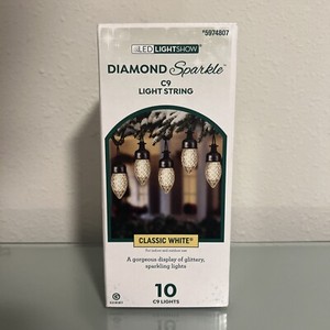 Gemmy Lightshow Diamond Sparkle 10ct C9 LED Classic White Lights XMAS (5974807)
