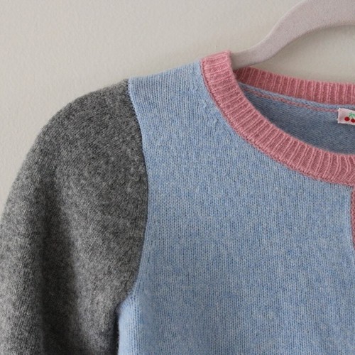 NWT Bonpoint Girls Wool Long Sleeve Button Front Color Block Cardigan Sweater 12 - Picture 2 of 8