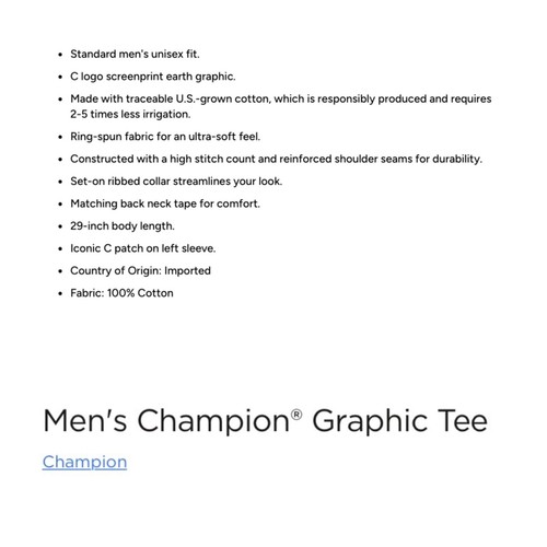 T-shirt maglietta Champion uomo taglia small blu navy classica grafica globale nuova con etichetta - Foto 2 di 4