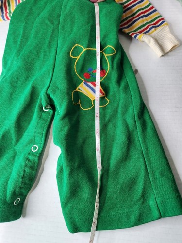 Vintage Childrens Green Striped Overalls & Shirt Paper Tag - Kids Boys Dog  - Picture 9 of 10