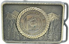 NRA Whittington Center Second Annual Trophy Elk Hunt Belt Buckle Brass D-4