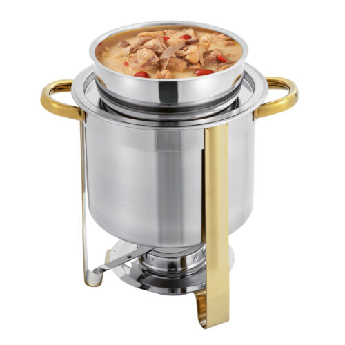 Runder Suppenwärmer aus Edelstahl - 4,2 Quart Chafing Dish mit Deckel - Bild 7 von 20