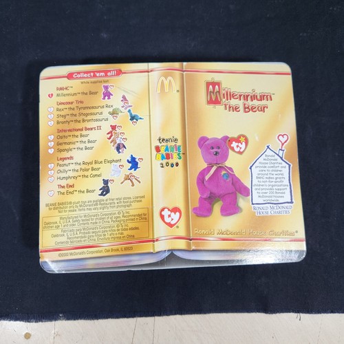 TY Millennium January 1. 1999 McDonald's Teenie Beanie Baby Dark Pink Bear New - Picture 12 of 12