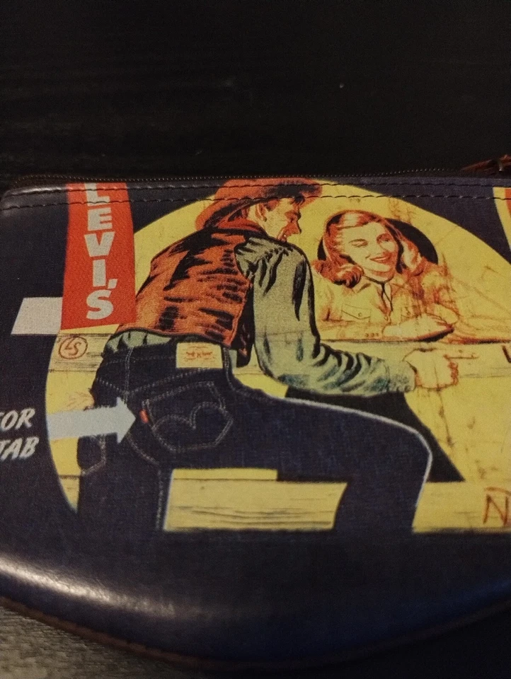 Levi's винтажный кожаный 'ищите красный вкладка бумажник' винтажный отличном состоянии редкая - Изображение 3 из 4